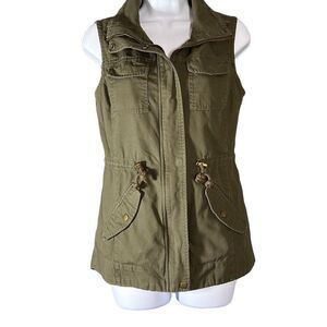 American Rag Cie Women's Full Zip Vest Utility Front Pockets Army Green Small